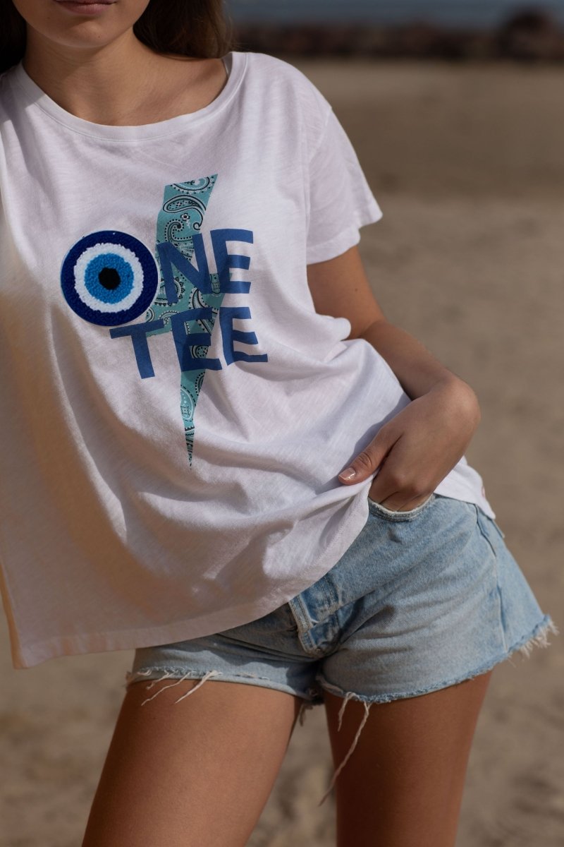 T - SHIRT AVA BLUE EYE XS BLUE - ONE TEE