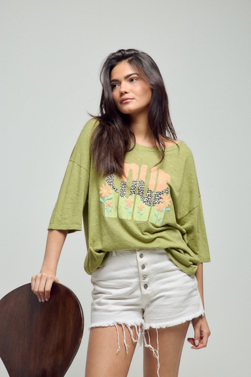 T - SHIRT JUDITH KAKI XS - ONE TEE