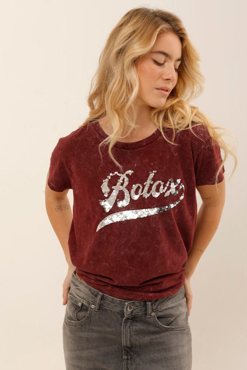 T - SHIRT SIA BURGUNDY / SEQUIN ARGENT XS - ONE TEE