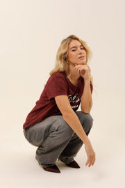 T - SHIRT SIA BURGUNDY / SEQUIN ARGENT XS - ONE TEE