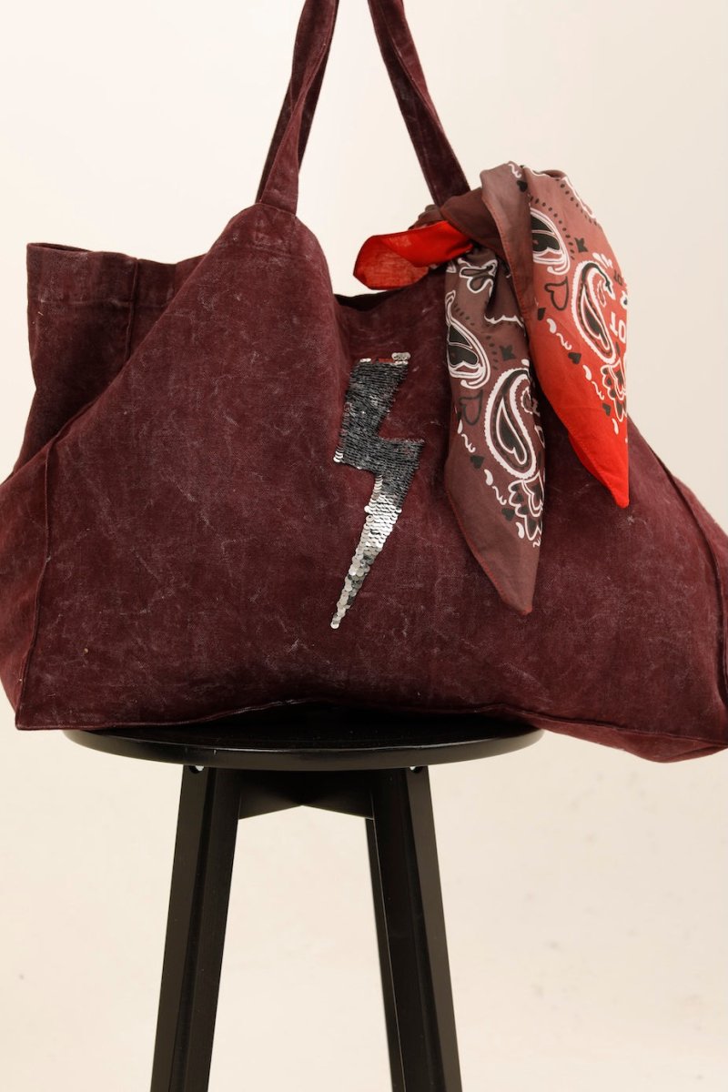 BAG ANGIE BURGUNDY / SEQUIN ARGENT - ONE TEE