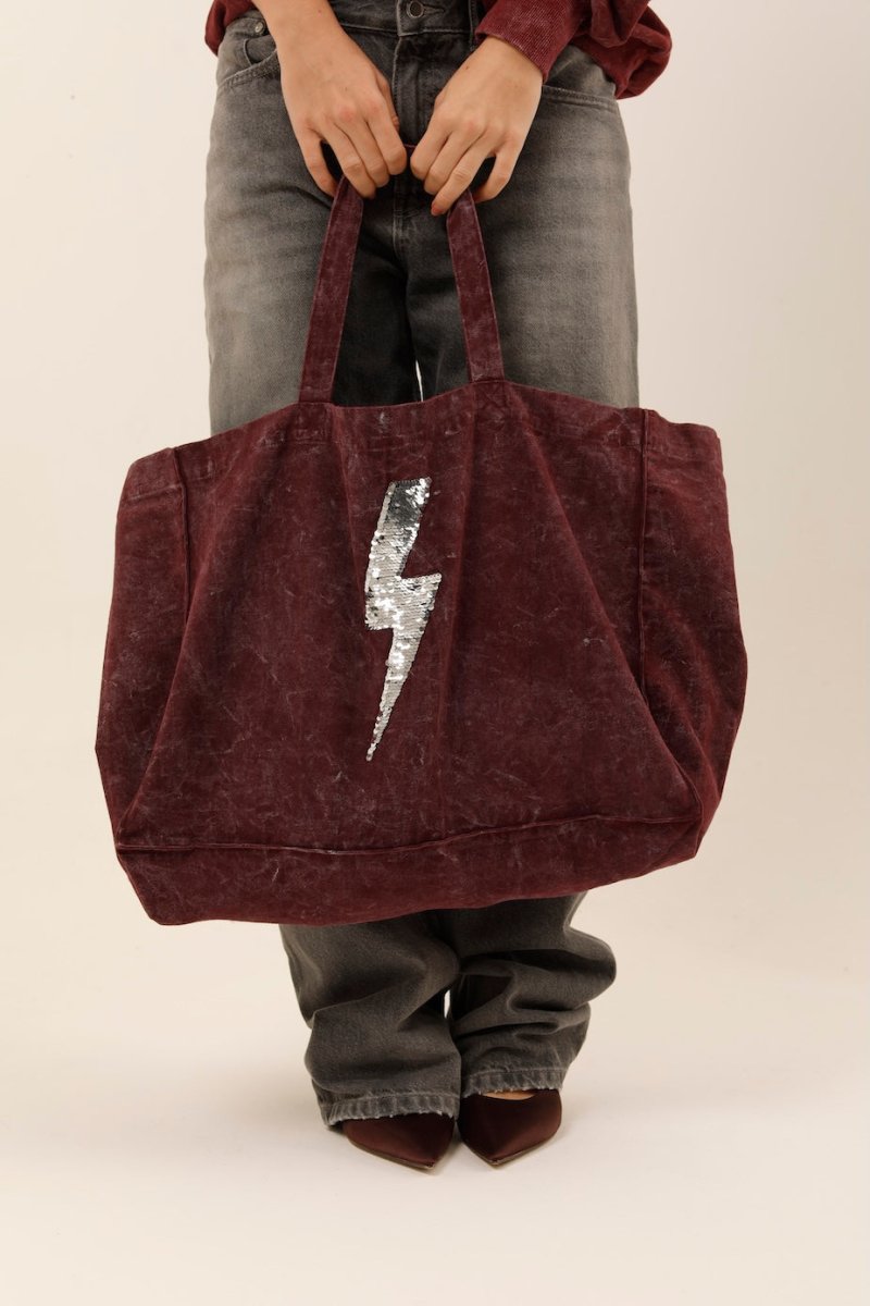 BAG ANGIE BURGUNDY / SEQUIN ARGENT - ONE TEE