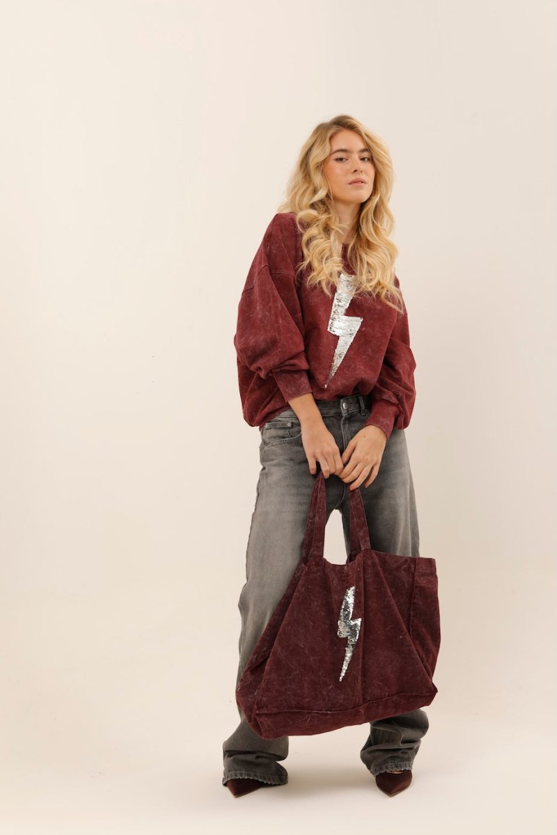 BAG ANGIE BURGUNDY / SEQUIN ARGENT - ONE TEE