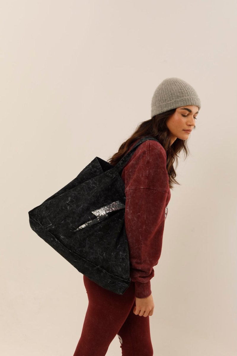BAG ANGIE CARBONE / SEQUIN ARGENT - ONE TEE