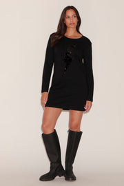 ROBE ANGIE BLACK / SEQUIN NOIR XS - ONE TEE