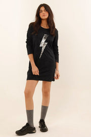 ROBE ANGIE CARBONE / SEQUIN ARGENT XS - ONE TEE
