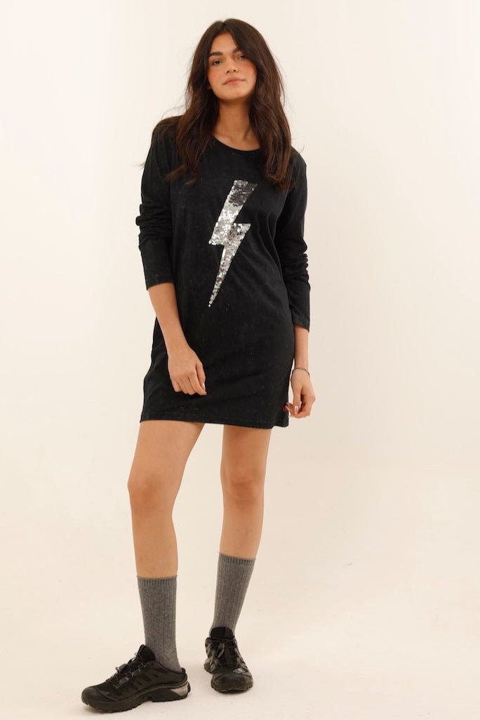 ROBE ANGIE CARBONE / SEQUIN ARGENT XS - ONE TEE
