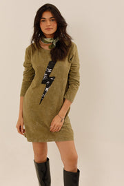 ROBE ANGIE KAKI / SEQUIN NOIR XS - ONE TEE