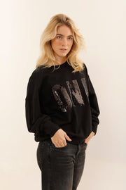 SWEAT ALAN BLACK / SEQUIN NOIR S/M - ONE TEE