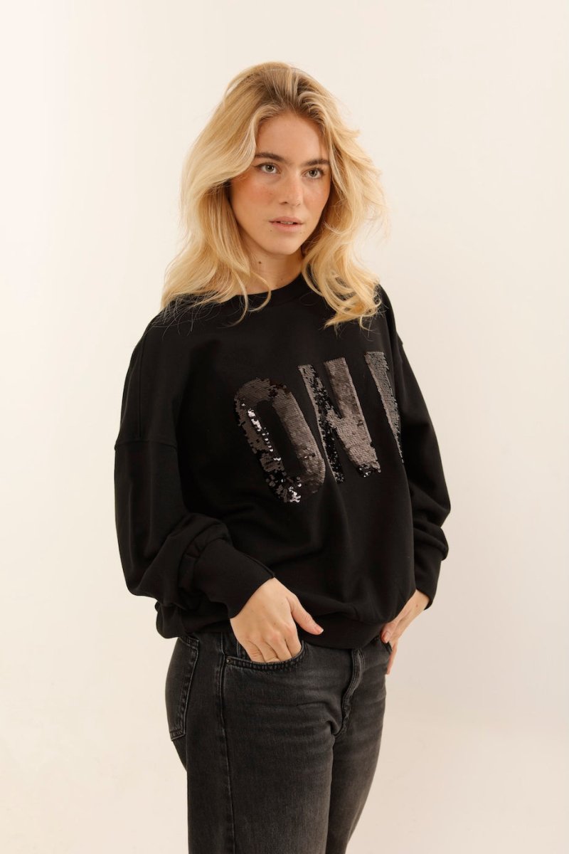 SWEAT ALAN BLACK / SEQUIN NOIR S/M - ONE TEE