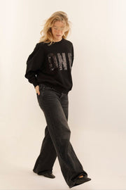 SWEAT ALAN BLACK / SEQUIN NOIR S/M - ONE TEE