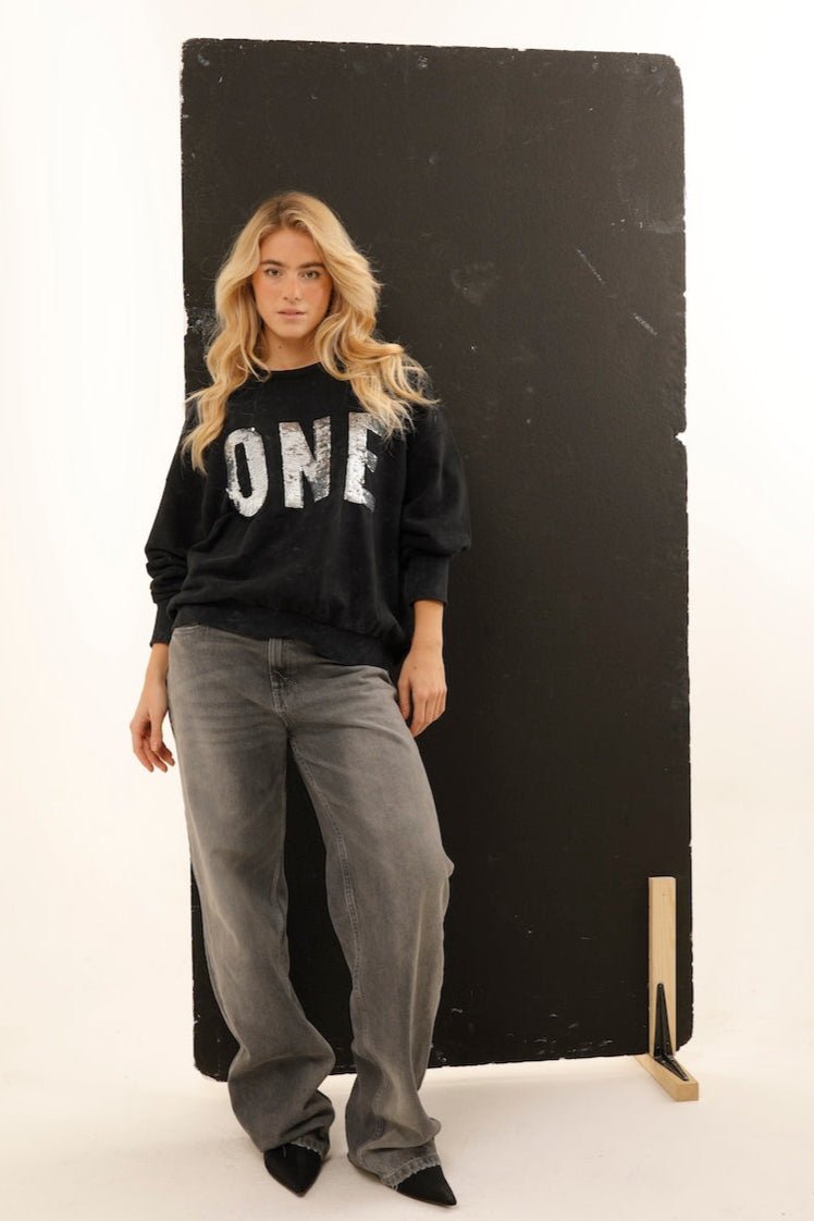 SWEAT ALAN CARBONE / SEQUIN ARGENT S/M - ONE TEE