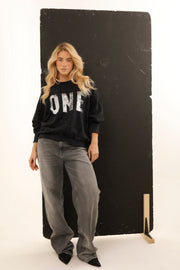 SWEAT ALAN CARBONE / SEQUIN ARGENT S/M - ONE TEE