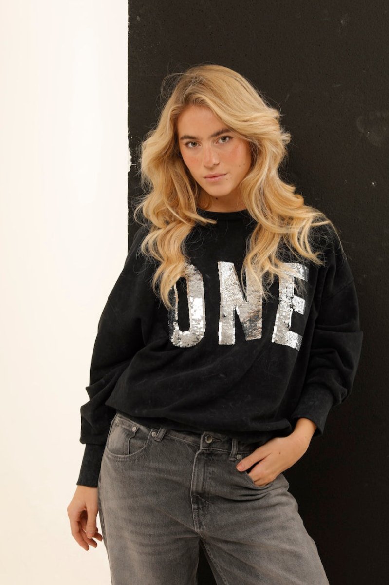 SWEAT ALAN CARBONE / SEQUIN ARGENT S/M - ONE TEE