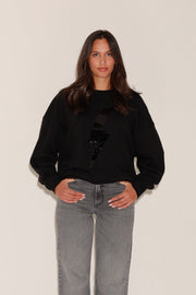 SWEAT ANGIE BLACK / SEQUIN NOIR S/M - ONE TEE