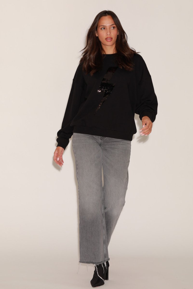 SWEAT ANGIE BLACK / SEQUIN NOIR S/M - ONE TEE