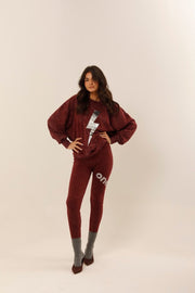 SWEAT ANGIE BURGUNDY / SEQUIN ARGENT S/M - ONE TEE