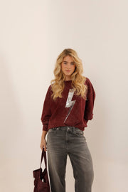 SWEAT ANGIE BURGUNDY / SEQUIN ARGENT S/M - ONE TEE