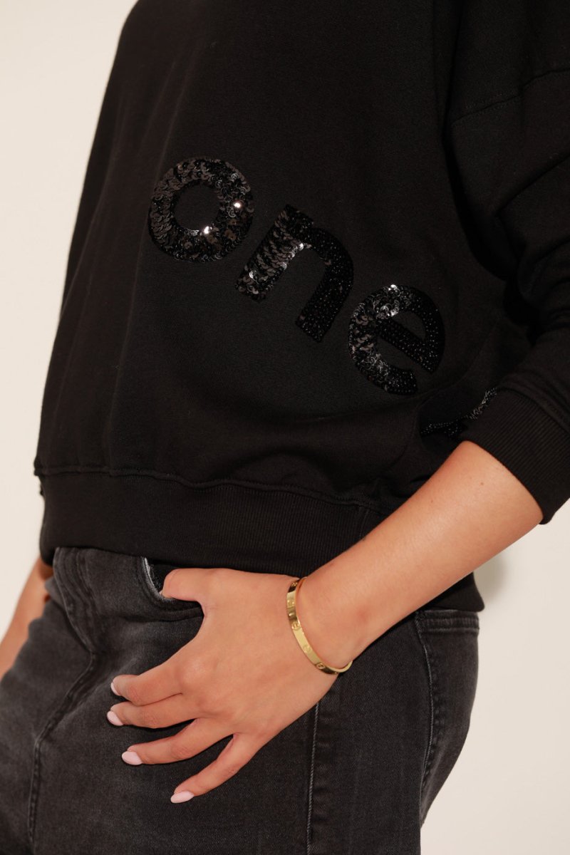 SWEAT JOY BLACK / SEQUIN NOIR S/M - ONE TEE