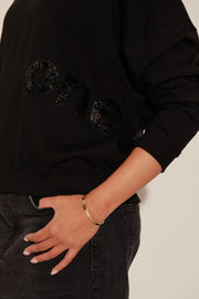 SWEAT JOY BLACK / SEQUIN NOIR S/M - ONE TEE