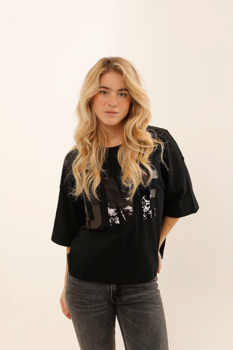 T - SHIRT ALAN BLACK / SEQUIN NOIR XS - ONE TEE