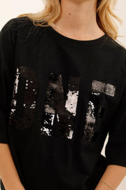 T - SHIRT ALAN BLACK / SEQUIN NOIR XS - ONE TEE