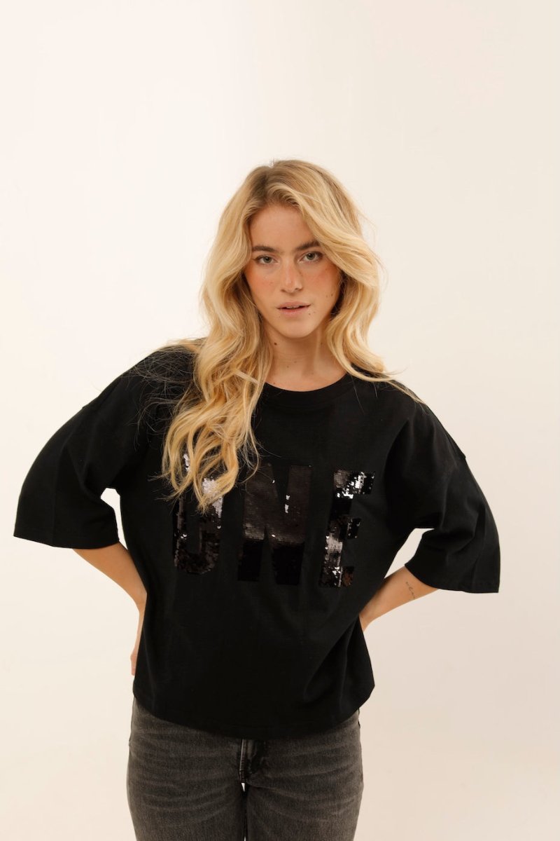 T - SHIRT ALAN BLACK / SEQUIN NOIR XS - ONE TEE
