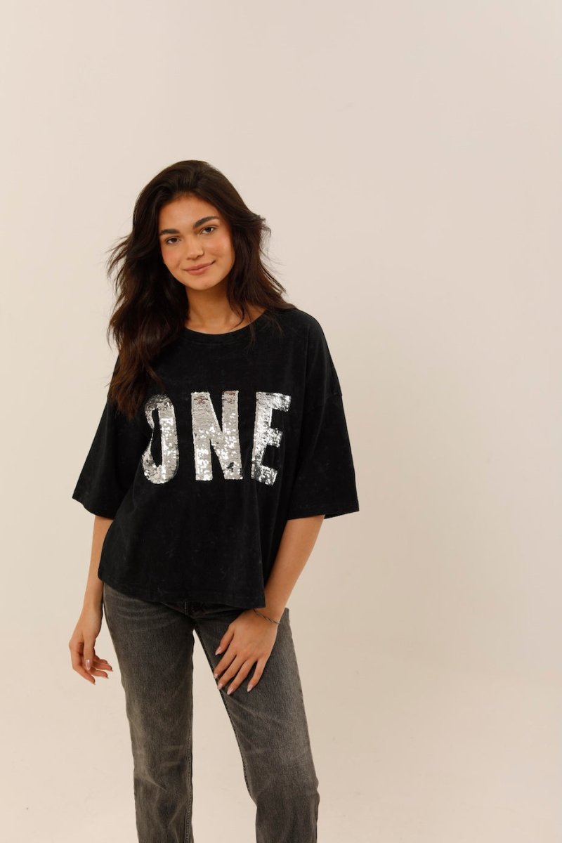 T - SHIRT ALAN CARBONE / SEQUIN ARGENT XS - ONE TEE