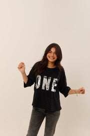 T - SHIRT ALAN CARBONE / SEQUIN ARGENT XS - ONE TEE
