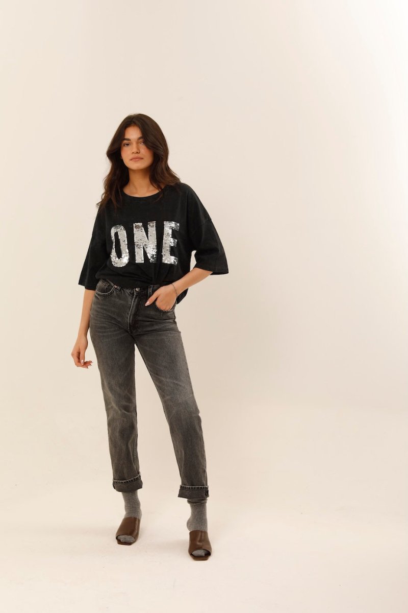 T - SHIRT ALAN CARBONE / SEQUIN ARGENT XS - ONE TEE