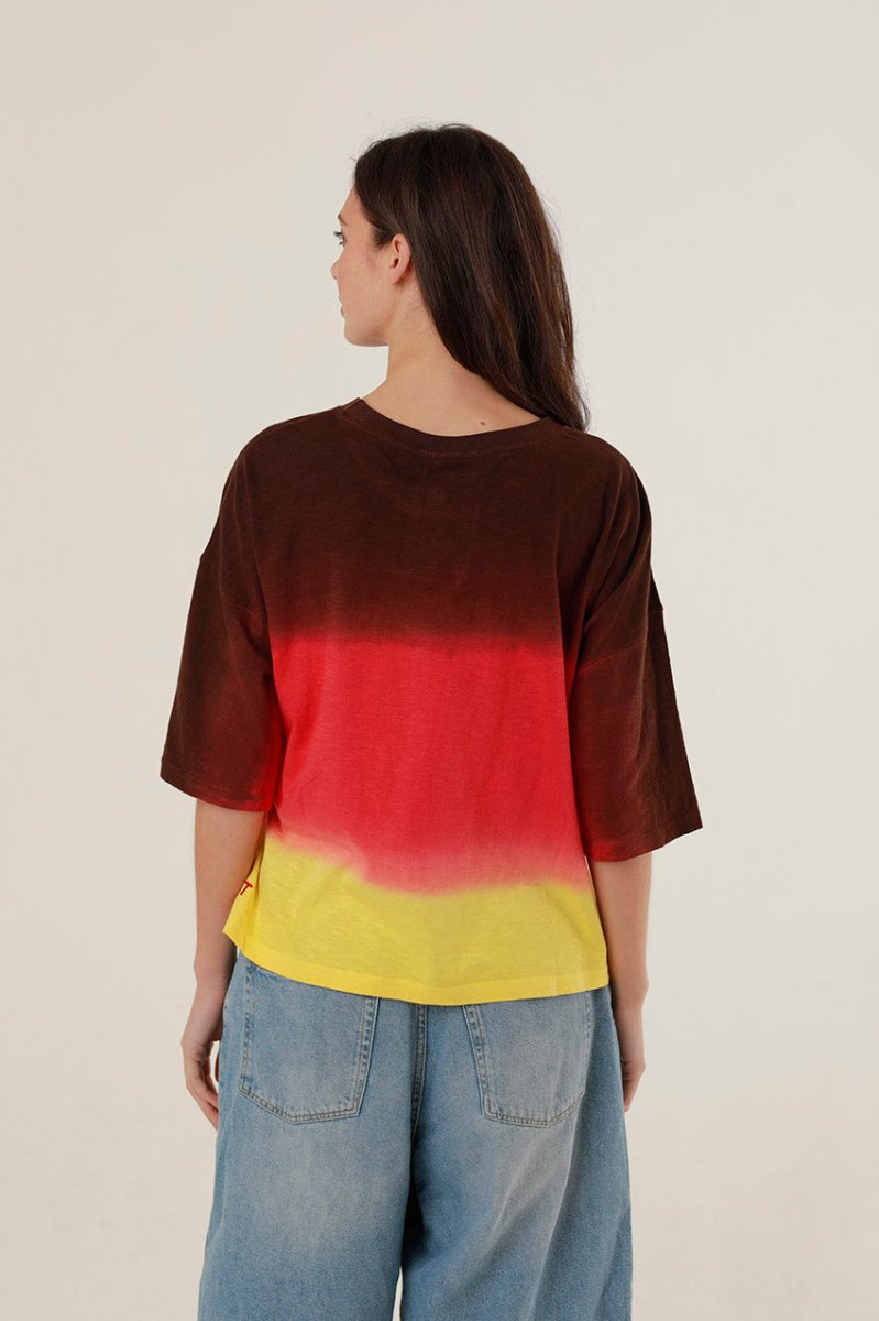 T - SHIRT ALAN DIP DYE CHOCO XS - ONE TEE