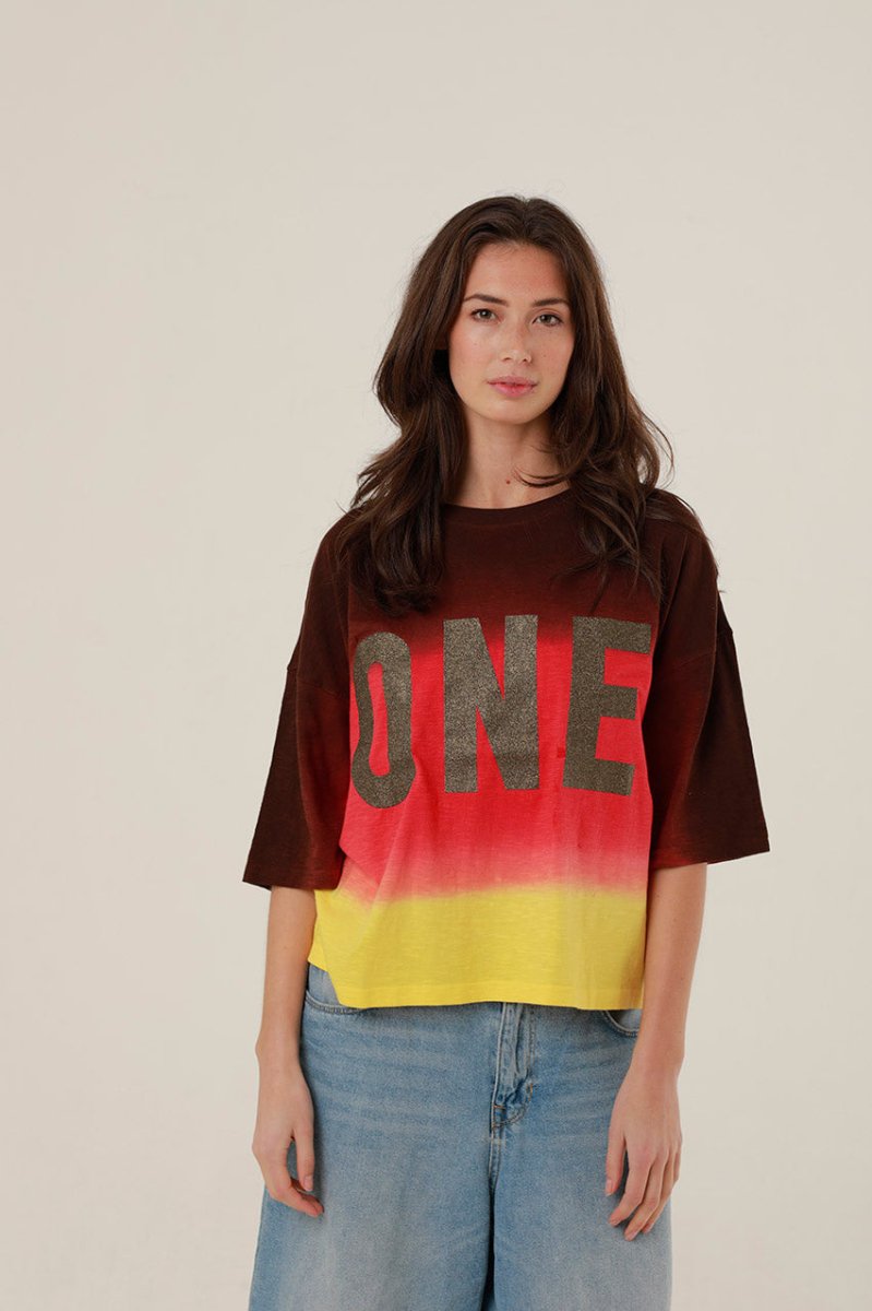 T - SHIRT ALAN DIP DYE CHOCO XS - ONE TEE