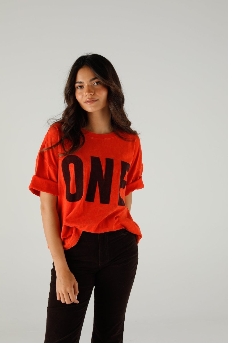 T-SHIRT ALAN VELVET CRIMSON XS CRIMSON - ONE TEE