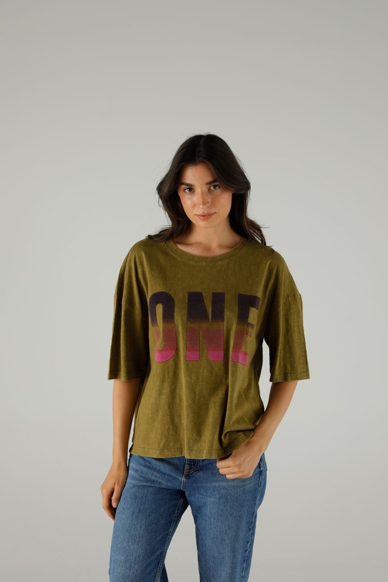 T-SHIRT ALAN VELVET KHAKI XS KAKI - ONE TEE