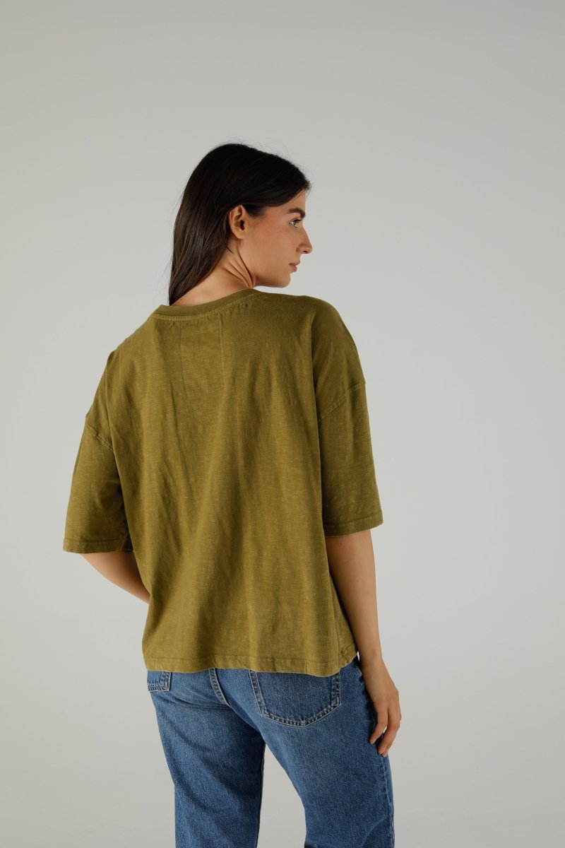T-SHIRT ALAN VELVET KHAKI XS KAKI - ONE TEE