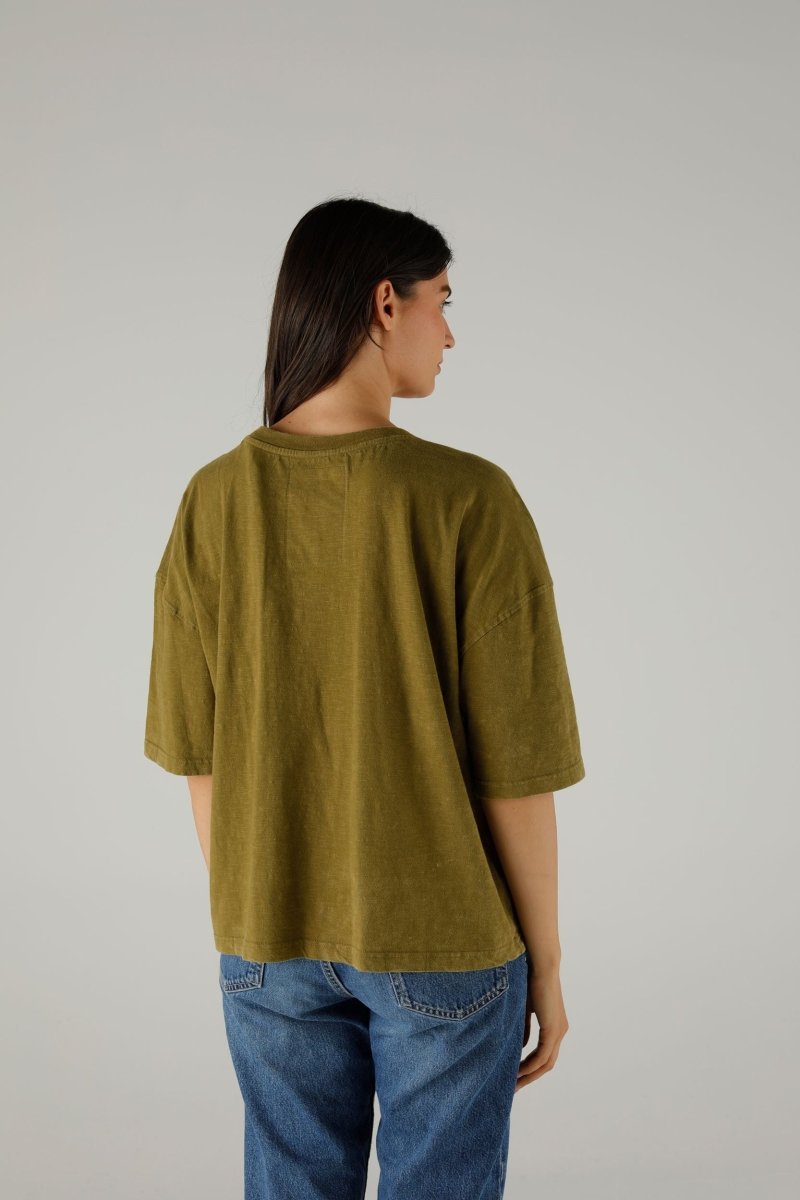 T-SHIRT ALAN VELVET KHAKI XS KAKI - ONE TEE