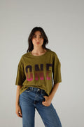 T-SHIRT ALAN VELVET KHAKI XS KAKI - ONE TEE