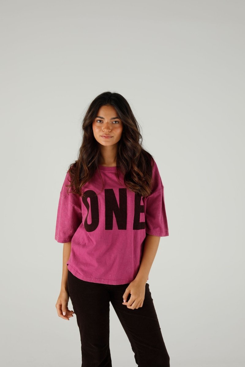 T-SHIRT ALAN VELVET MAGENTA XS MAGENTA - ONE TEE