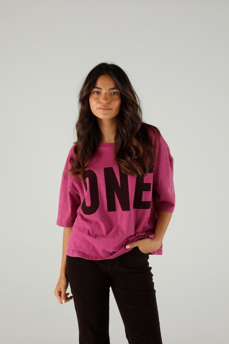 T-SHIRT ALAN VELVET MAGENTA XS MAGENTA - ONE TEE