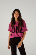 T-SHIRT ALAN VELVET MAGENTA XS MAGENTA - ONE TEE