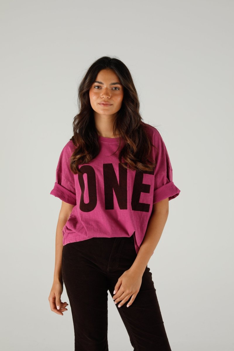 T-SHIRT ALAN VELVET MAGENTA XS MAGENTA - ONE TEE