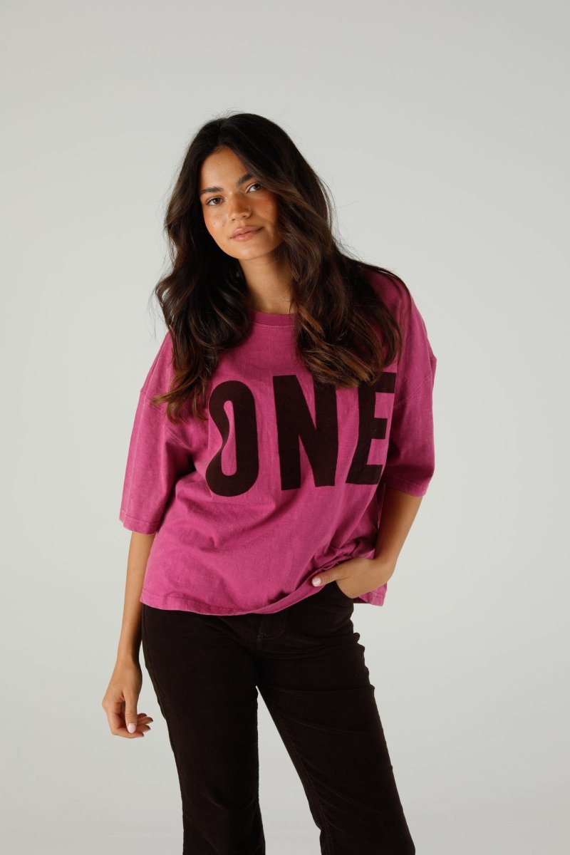 T-SHIRT ALAN VELVET MAGENTA XS MAGENTA - ONE TEE
