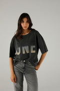 T-SHIRT ALAN VELVET SLATE XS SLATE - ONE TEE