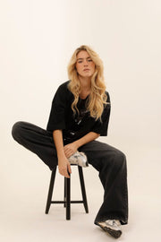 T - SHIRT ANGIE BLACK / SEQUIN NOIR XS - ONE TEE