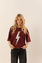 T - SHIRT ANGIE BURGUNDY / SEQUIN ARGENT XS - ONE TEE