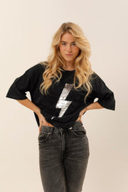 T - SHIRT ANGIE CARBONE / SEQUIN ARGENT XS - ONE TEE