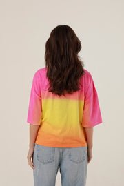 T - SHIRT ANGIE DIP DYE PINK XS - ONE TEE