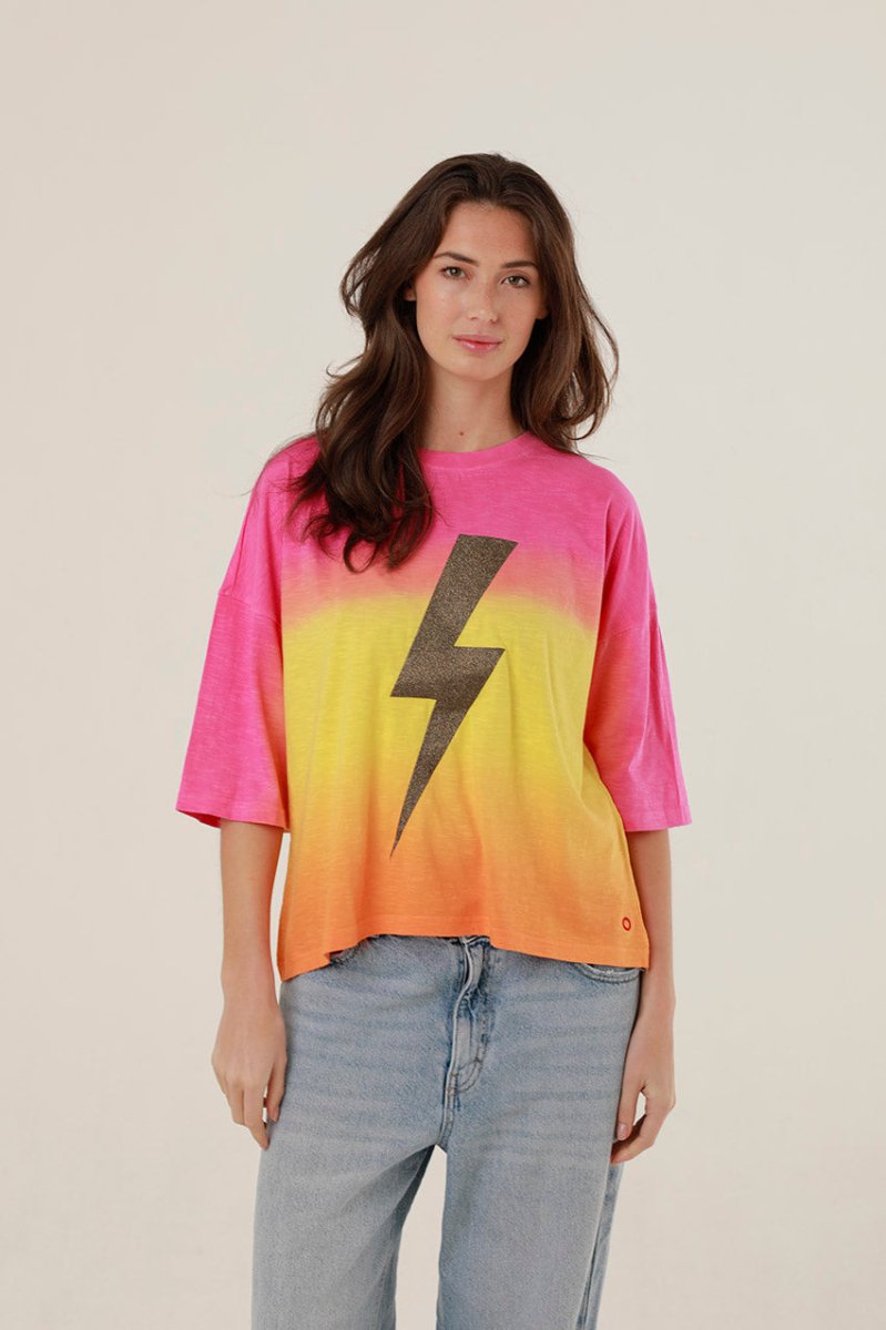 T - SHIRT ANGIE DIP DYE PINK XS - ONE TEE