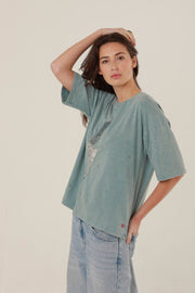 T - SHIRT ANGIE DIP DYE PINK XS - ONE TEE