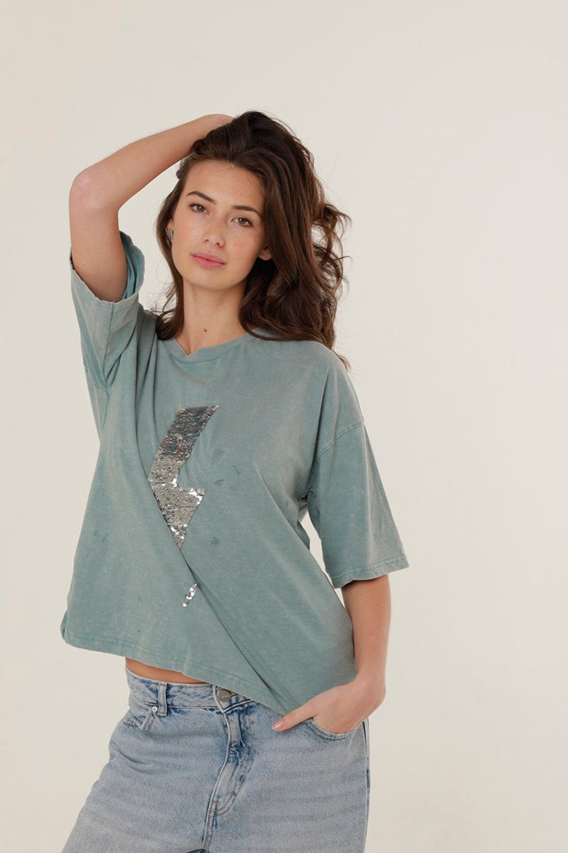 T - SHIRT ANGIE STONE BLUE XS - ONE TEE